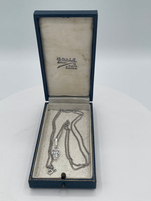 Sterling Silver Faceted Crystal Drop Pendant Necklace
