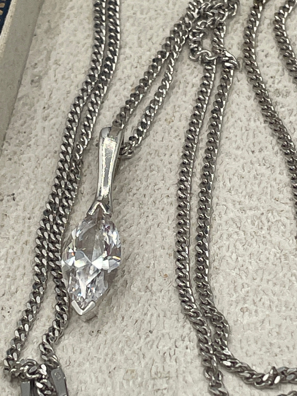 Sterling Silver Faceted Crystal Drop Pendant Necklace