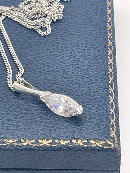 Sterling Silver Faceted Crystal Drop Pendant Necklace
