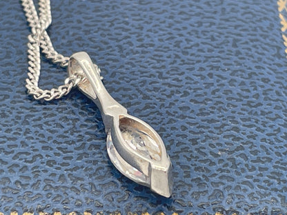 Sterling Silver Faceted Crystal Drop Pendant Necklace