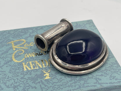 Large 925 Sterling Silver Amethyst Cabochon Pendant