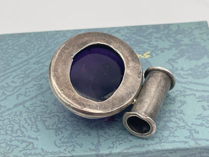 Large 925 Sterling Silver Amethyst Cabochon Pendant