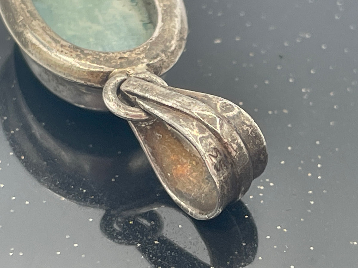 Boxed Sterling Silver Malachite Cabochon Pendant