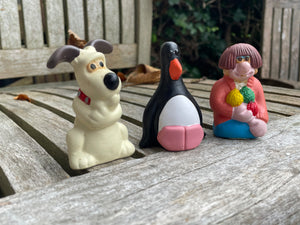 Wallace and Gromit series ceramic figurines 1990's as salt and pepper pots tallest 7cm
