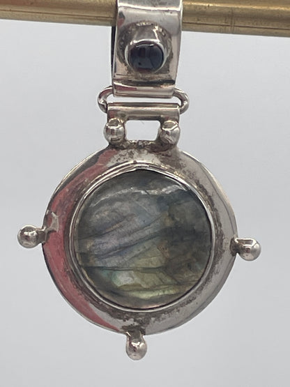 Sterling Silver Labradorite Garnet Articulated Pendant