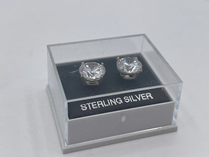 Sterling Silver 9mm Cubic Zirconia Stud Earrings Boxed