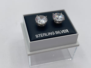 Sterling Silver 9mm Cubic Zirconia Stud Earrings Boxed