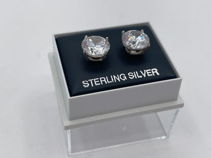 Sterling Silver 9mm Cubic Zirconia Stud Earrings Boxed