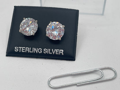 Sterling Silver 9mm Cubic Zirconia Stud Earrings Boxed