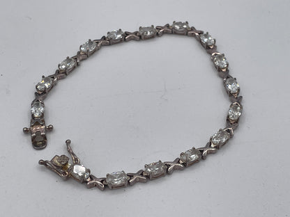 Sterling Silver Oval CZ XO Tennis Bracelet – 19.5cm Boxed