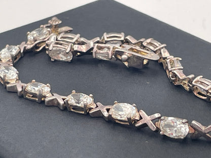 Sterling Silver Oval CZ XO Tennis Bracelet – 19.5cm Boxed