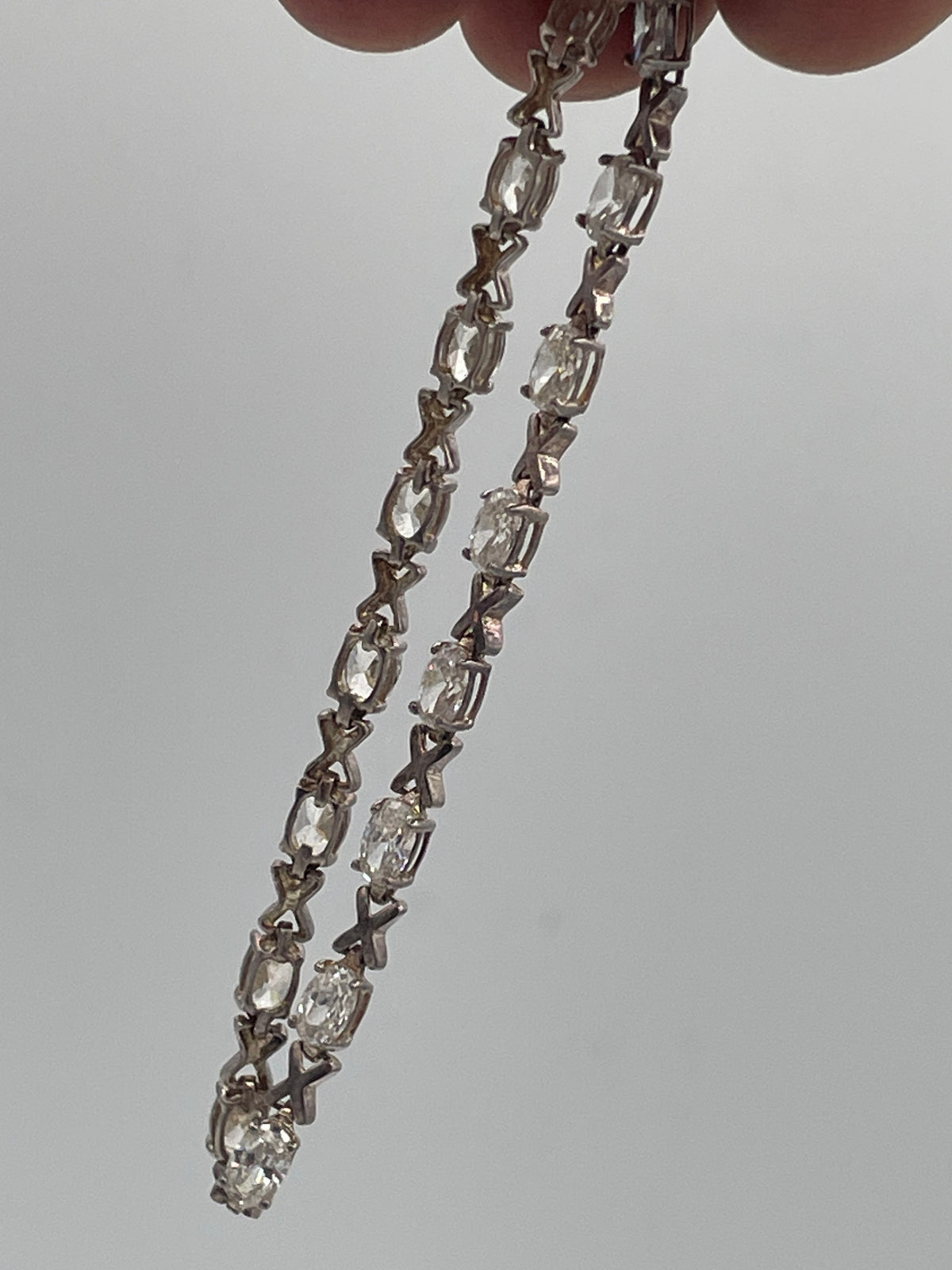Sterling Silver Oval CZ XO Tennis Bracelet – 19.5cm Boxed