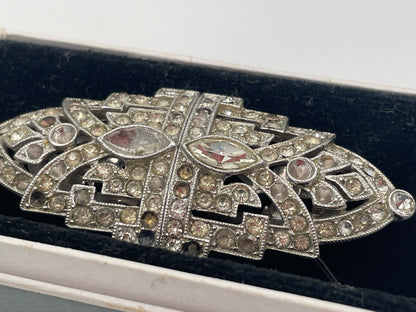 Vintage Art Deco Paste Convertible Double Dress Clip Brooch
