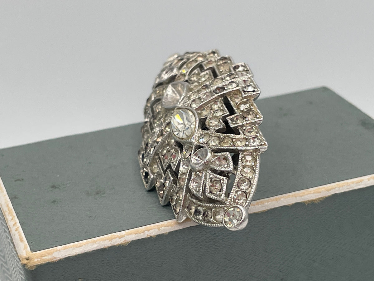 Vintage Art Deco Paste Convertible Double Dress Clip Brooch