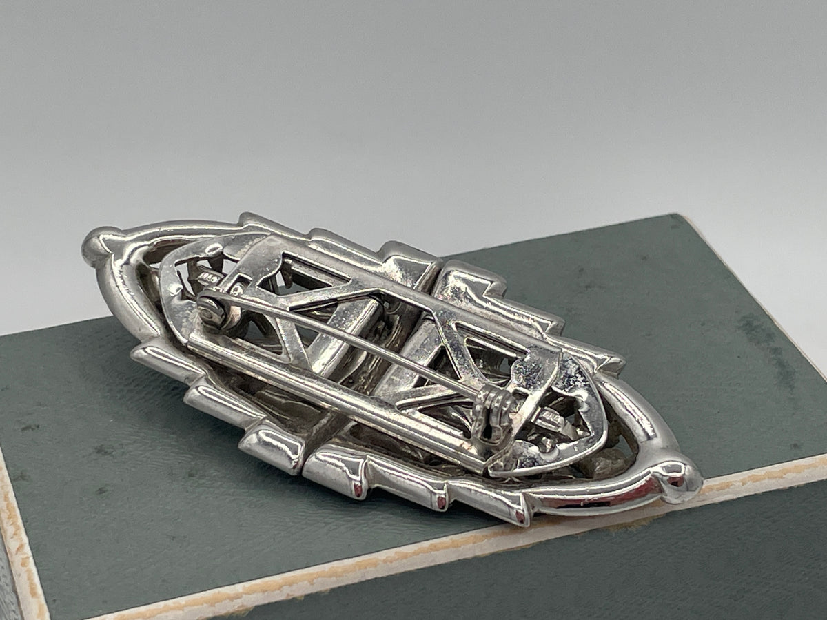 Vintage Art Deco Paste Convertible Double Dress Clip Brooch