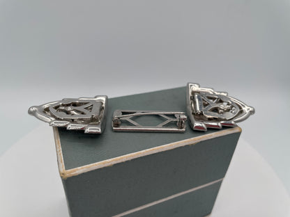 Vintage Art Deco Paste Convertible Double Dress Clip Brooch
