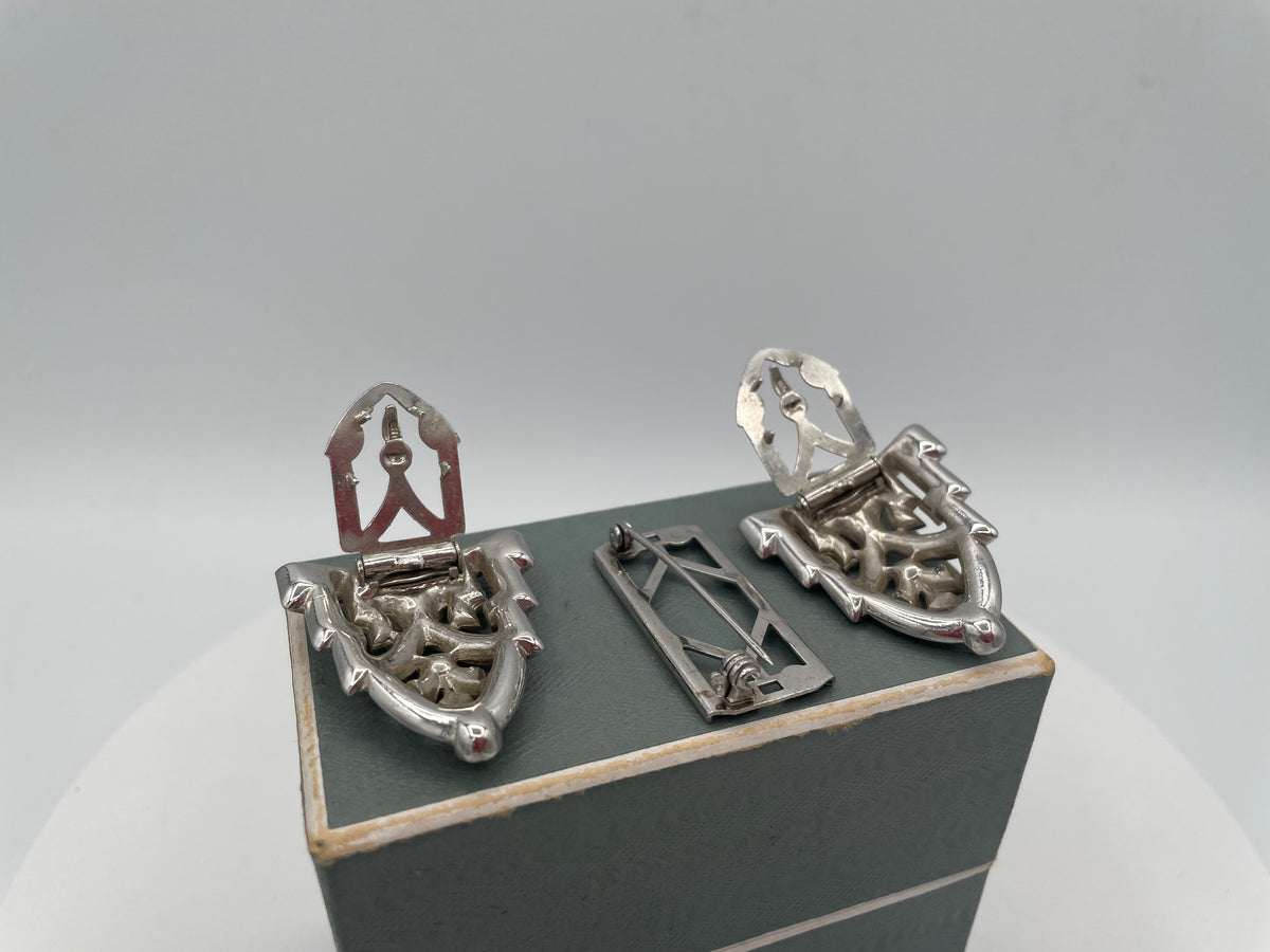 Vintage Art Deco Paste Convertible Double Dress Clip Brooch
