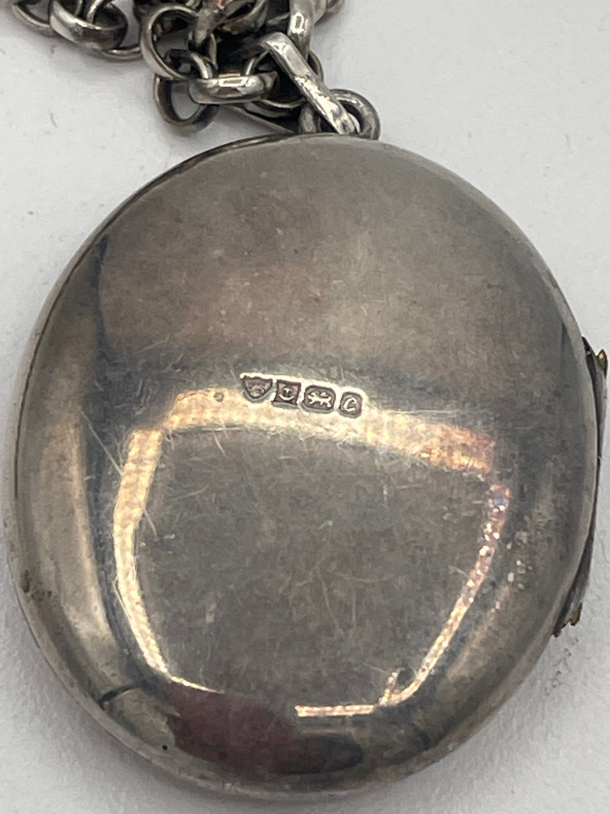 Vintage Sterling Silver Locket & Chain, 1977, Engraved Floral Oval