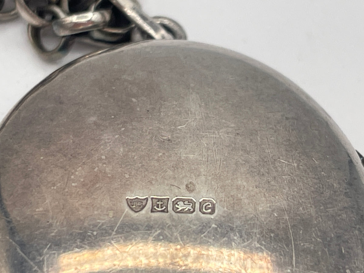 Vintage Sterling Silver Locket & Chain, 1977, Engraved Floral Oval