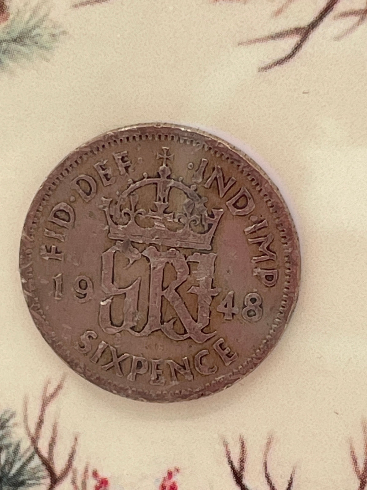 1948 George VI Christmas Sixpence Coin Display, Framed Festive Collectible, British Numismatic Decor