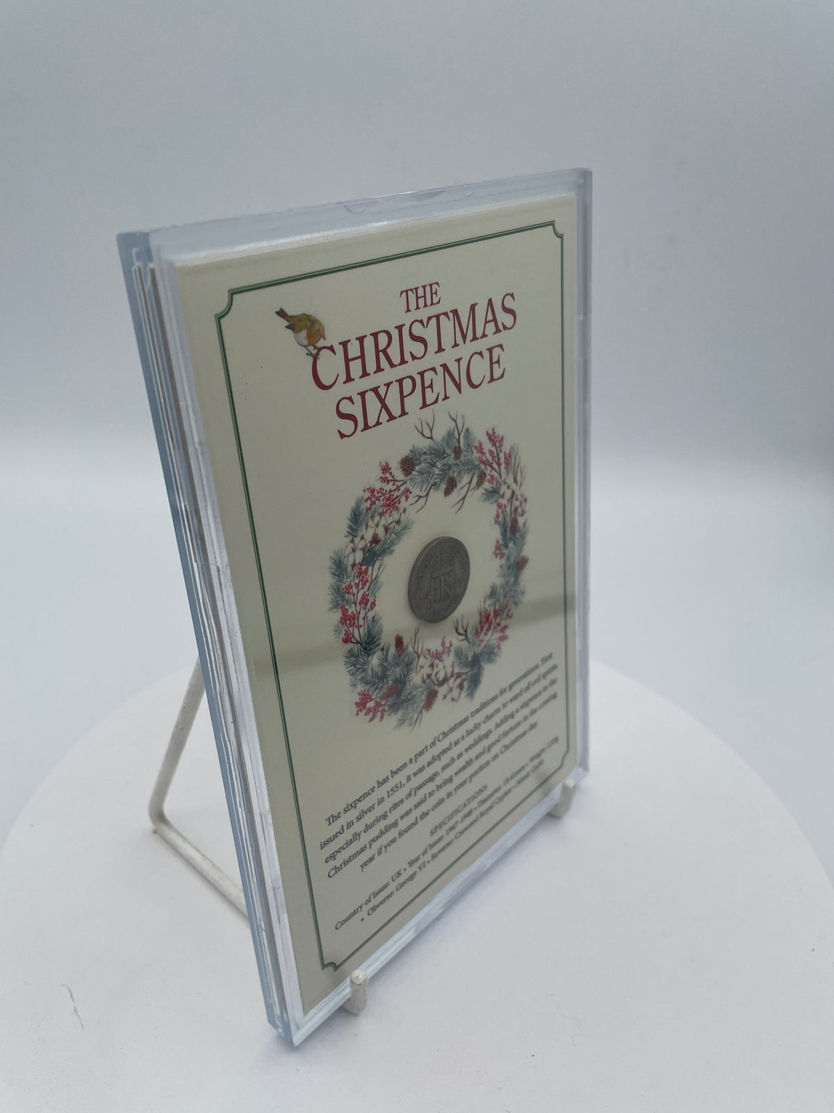 1948 George VI Christmas Sixpence Coin Display, Framed Festive Collectible, British Numismatic Decor