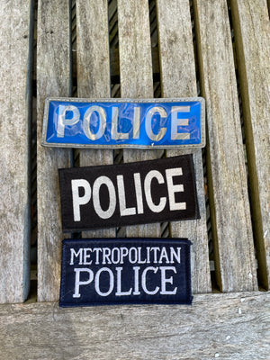 Three British Police force Velcro badges