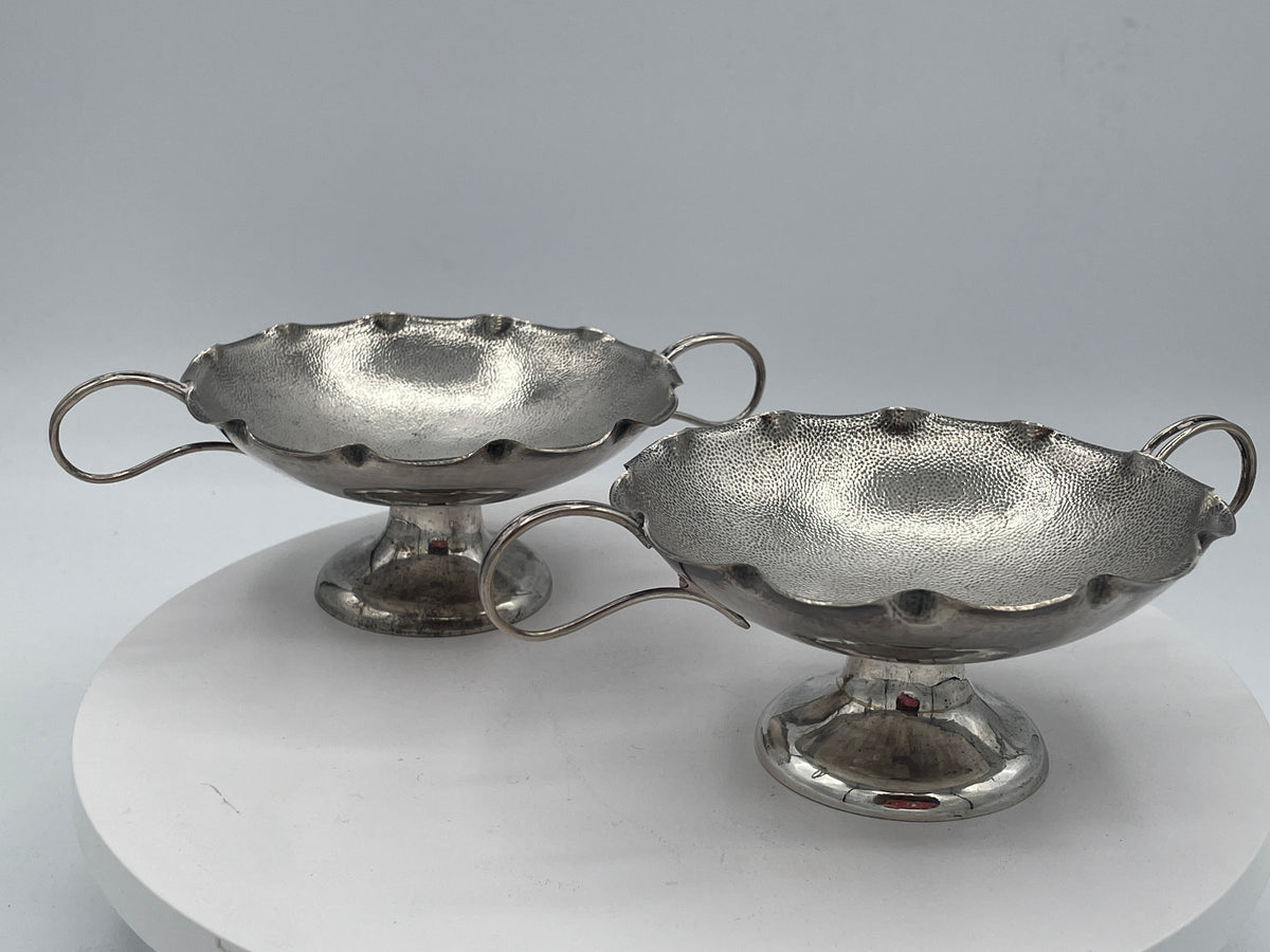 Antique Chinese Export Silver Bonbon Dishes, Pair of Wang Hing WH90 Footed Bowls, Late 19th Century Tableware