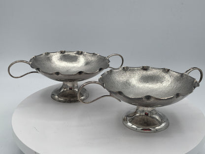 Antique Chinese Export Silver Bonbon Dishes, Pair of Wang Hing WH90 Footed Bowls, Late 19th Century Tableware