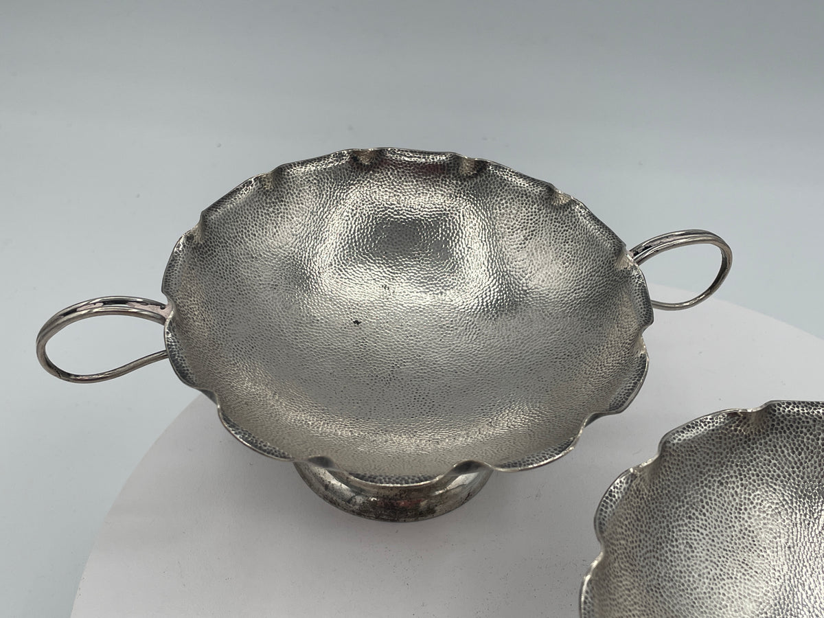 Antique Chinese Export Silver Bonbon Dishes, Pair of Wang Hing WH90 Footed Bowls, Late 19th Century Tableware