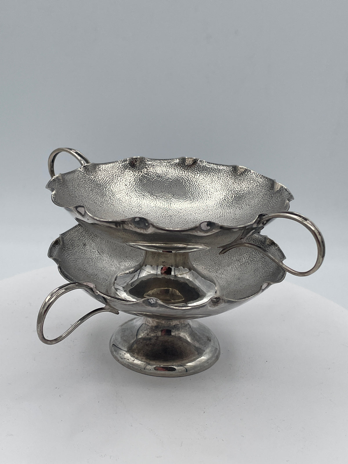 Antique Chinese Export Silver Bonbon Dishes, Pair of Wang Hing WH90 Footed Bowls, Late 19th Century Tableware
