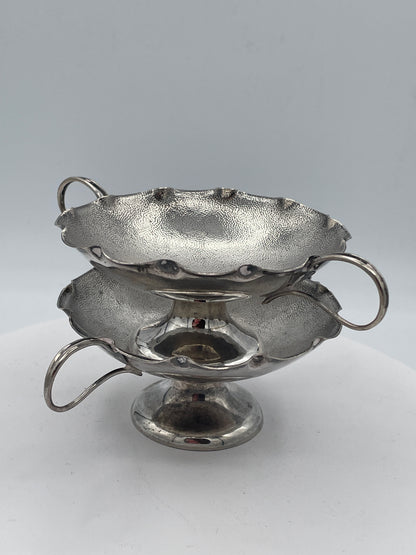 Antique Chinese Export Silver Bonbon Dishes, Pair of Wang Hing WH90 Footed Bowls, Late 19th Century Tableware