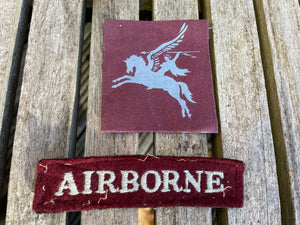 British 1st and 6th Airborne woven tab and replica Pegasus printed patch