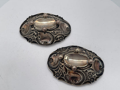 Antique 1894 Sterling Silver Salt Cellars, Pair of Victorian Birmingham Silver Footed Salts, CBS Maker