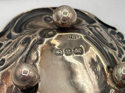Antique 1894 Sterling Silver Salt Cellars, Pair of Victorian Birmingham Silver Footed Salts, CBS Maker