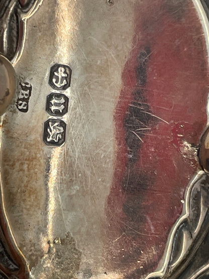 Antique 1894 Sterling Silver Salt Cellars, Pair of Victorian Birmingham Silver Footed Salts, CBS Maker