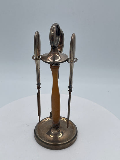 Antique 1920s Sterling Silver Manicure Stand, William Devenport 1927, Restoration Project