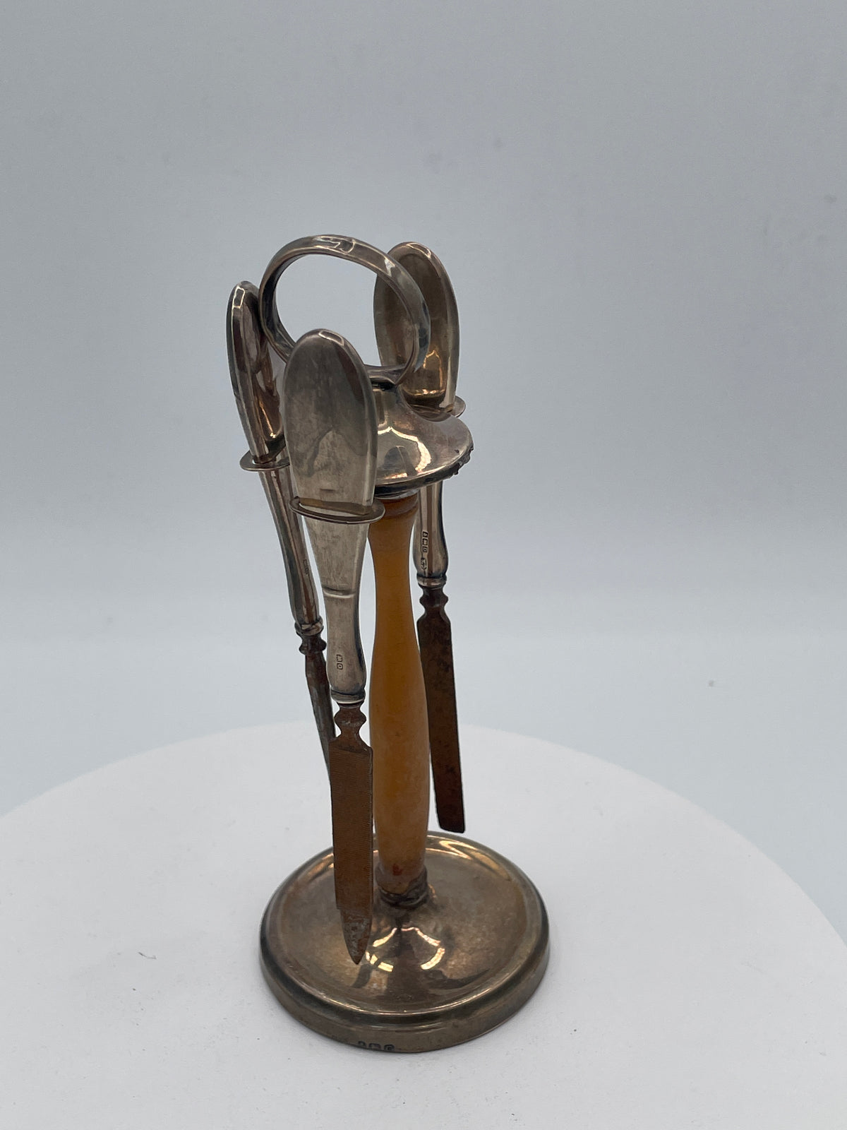 Antique 1920s Sterling Silver Manicure Stand, William Devenport 1927, Restoration Project
