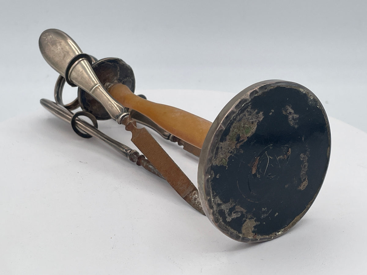 Antique 1920s Sterling Silver Manicure Stand, William Devenport 1927, Restoration Project