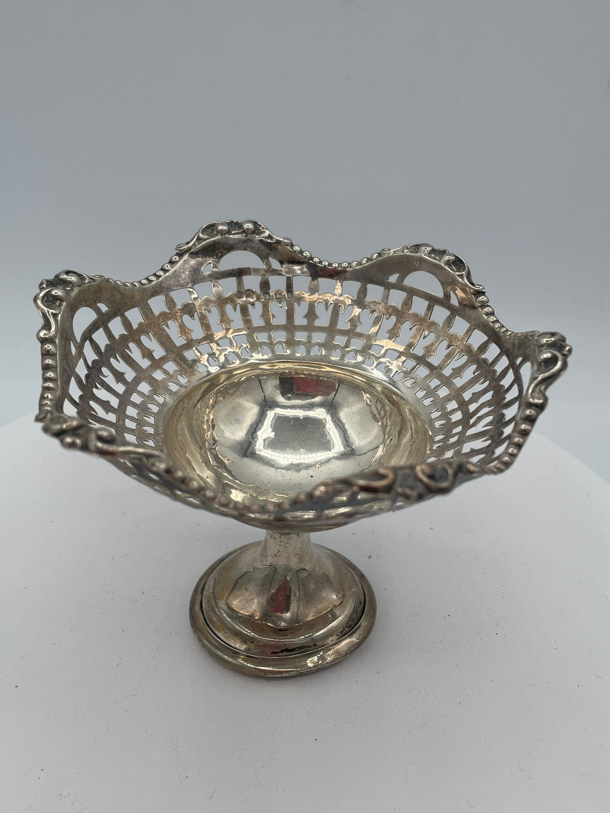 Edwardian Pierced Sterling Silver Pedestal Bowl - Birmingham 1909 Henry Matthews