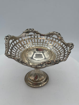 Edwardian Pierced Sterling Silver Pedestal Bowl - Birmingham 1909 Henry Matthews