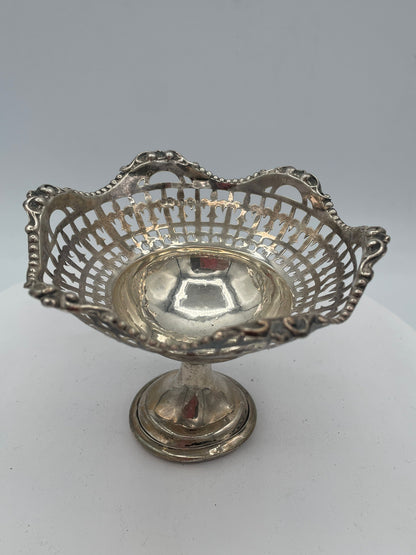 Edwardian Pierced Sterling Silver Pedestal Bowl - Birmingham 1909 Henry Matthews