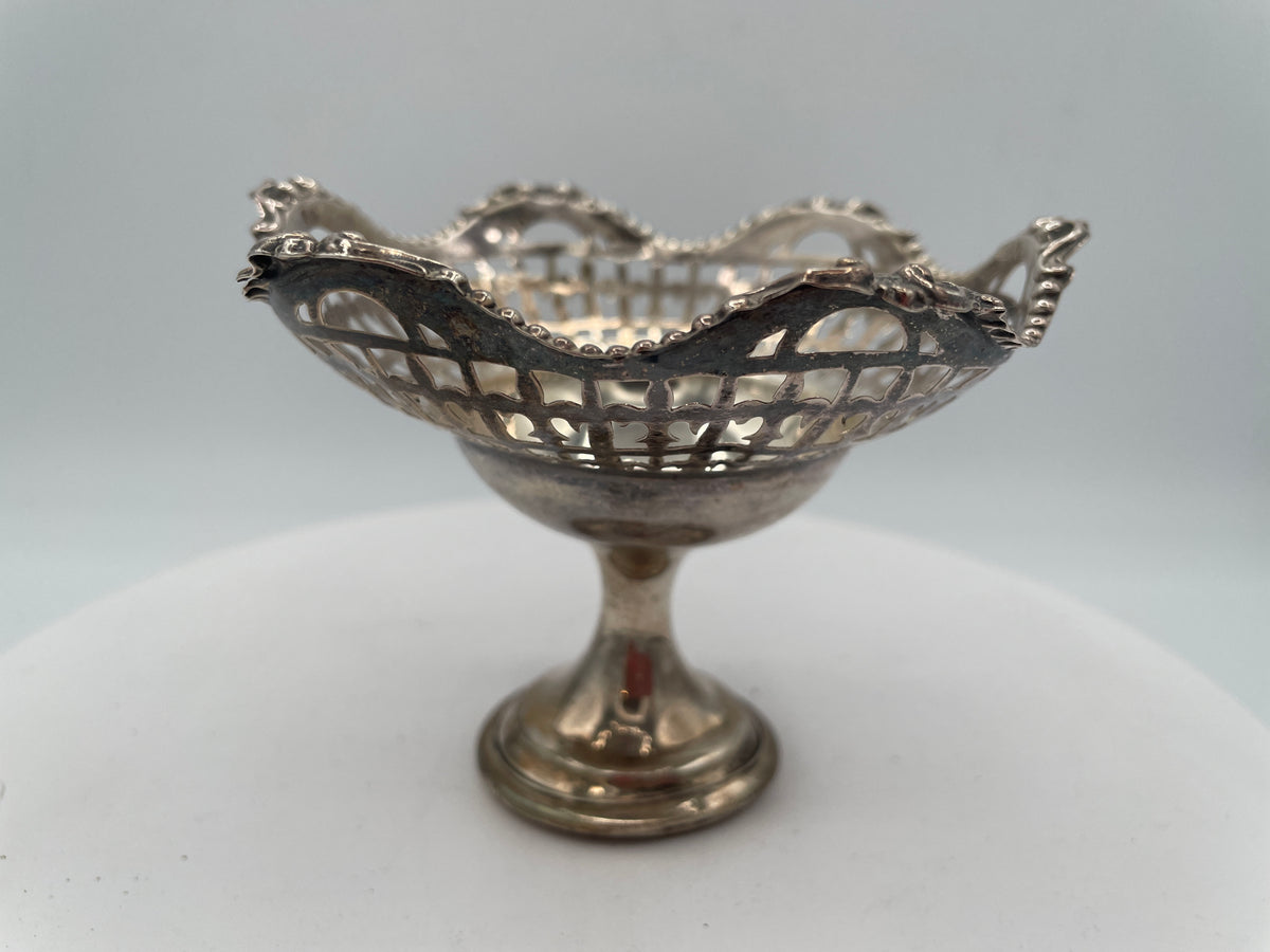 Edwardian Pierced Sterling Silver Pedestal Bowl - Birmingham 1909 Henry Matthews