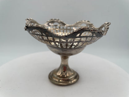 Edwardian Pierced Sterling Silver Pedestal Bowl - Birmingham 1909 Henry Matthews