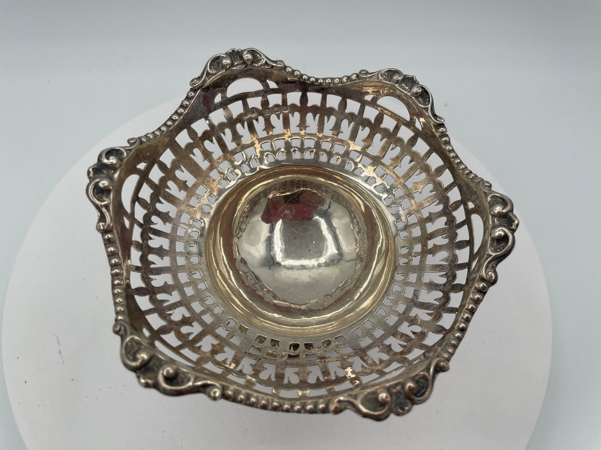 Edwardian Pierced Sterling Silver Pedestal Bowl - Birmingham 1909 Henry Matthews