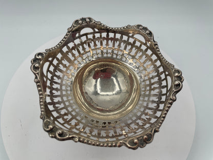Edwardian Pierced Sterling Silver Pedestal Bowl - Birmingham 1909 Henry Matthews