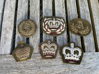 Six original British Army cloth patch badges