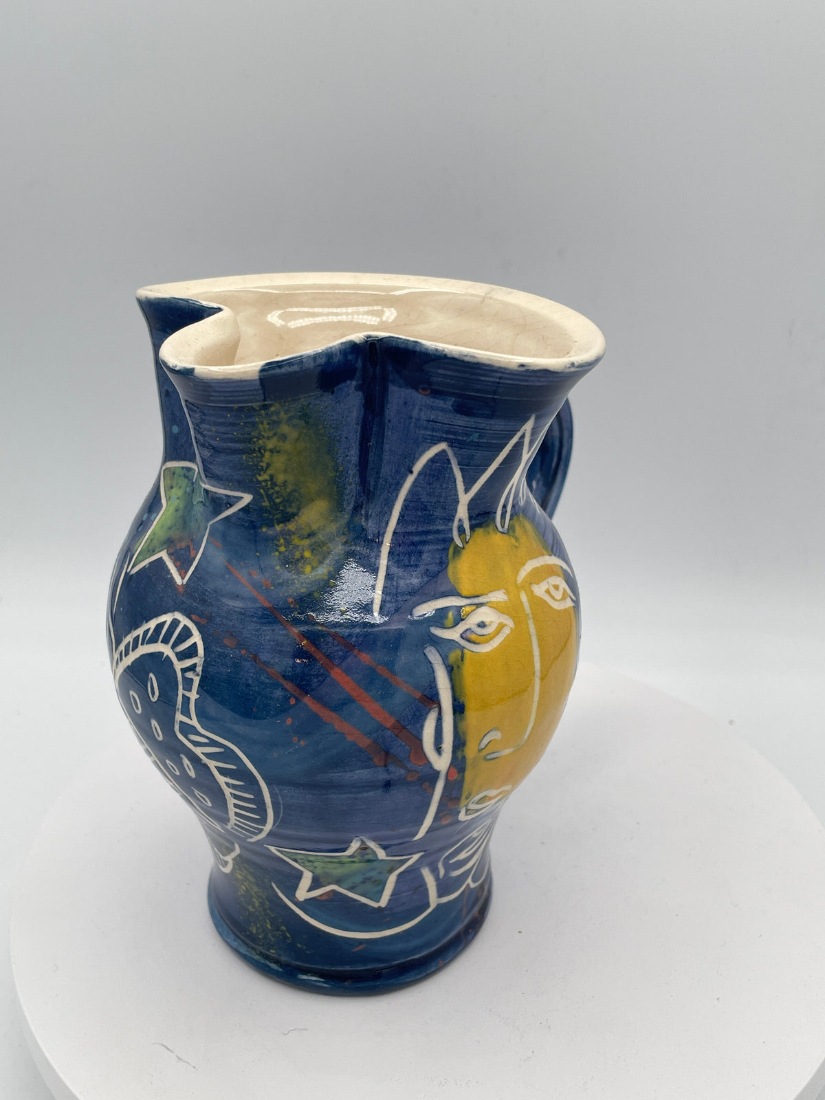 Jean-Paul Landreau Studio Art Pottery Jug - 16cm Modernist Picassoesque Ceramic
