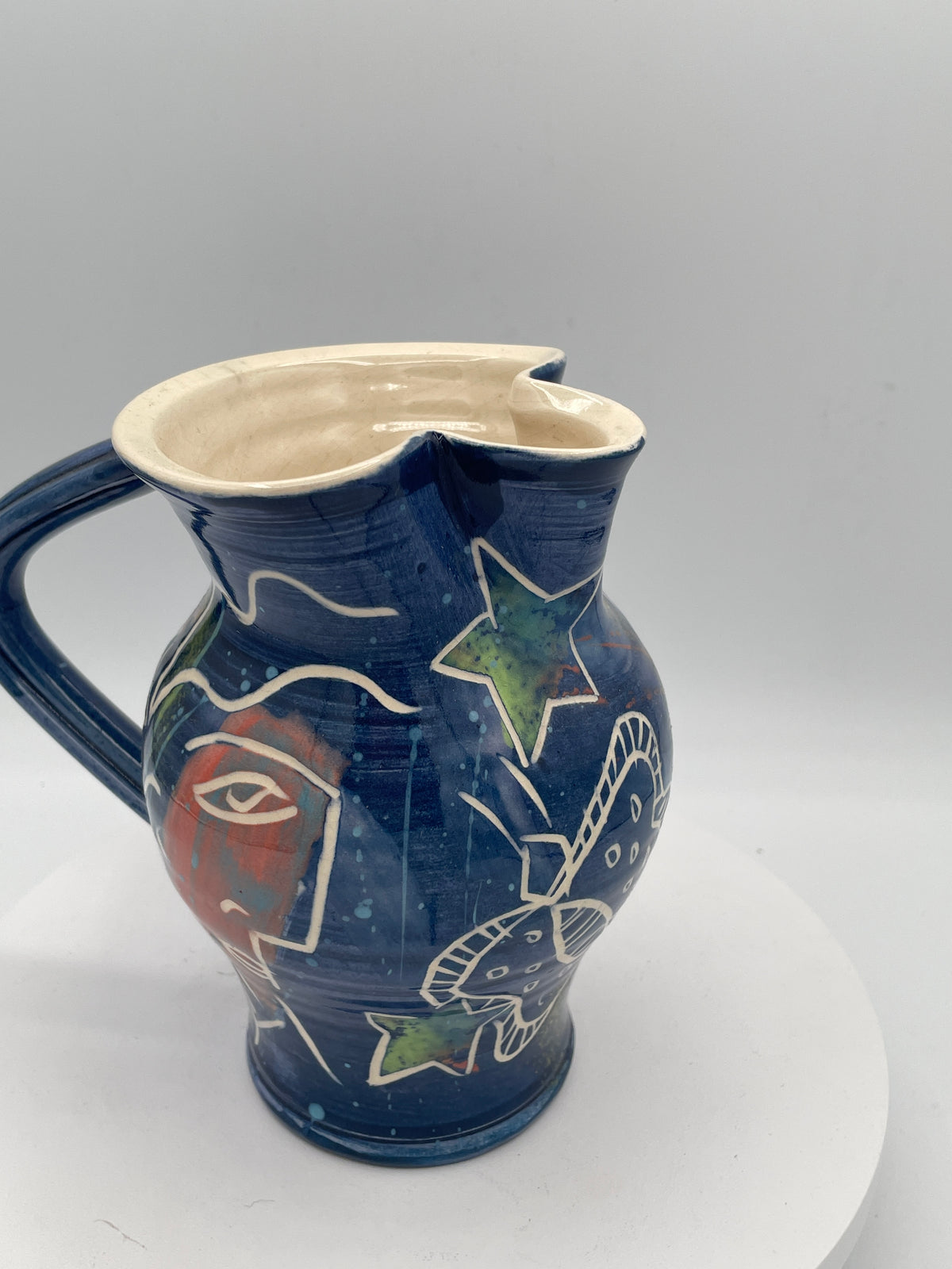 Jean-Paul Landreau Studio Art Pottery Jug - 16cm Modernist Picassoesque Ceramic