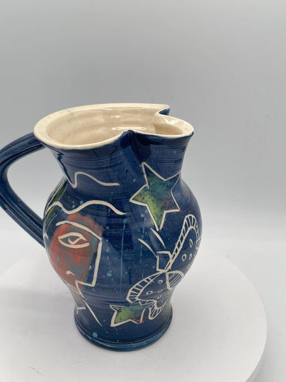 Jean-Paul Landreau Studio Art Pottery Jug - 16cm Modernist Picassoesque Ceramic