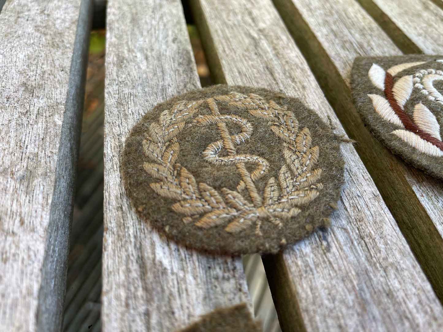 Six original British Army cloth patch badges